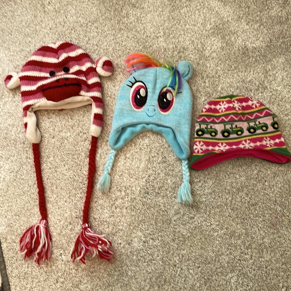 Girls toddler toboggans. One size. My Little Pony, John Deere, and brand unknown